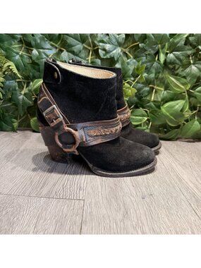 Freebird by Steven El Paso Western Boho Ankle Boots Size 7 Black